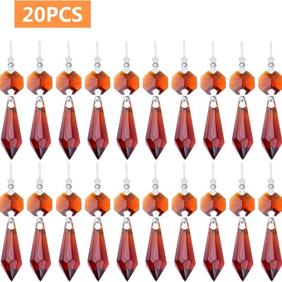 20pcs Crystal Icicle Prisms Chandelier Replacement Drop Pendants Octagon Crystal - Picture 3 of 7